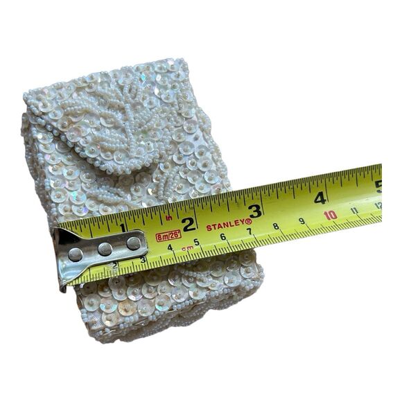 VINTAGE Cigarette Pack Holder Wallet Compact Case Sequins Seed Beads 1950s GREAT - Picture 9 of 11